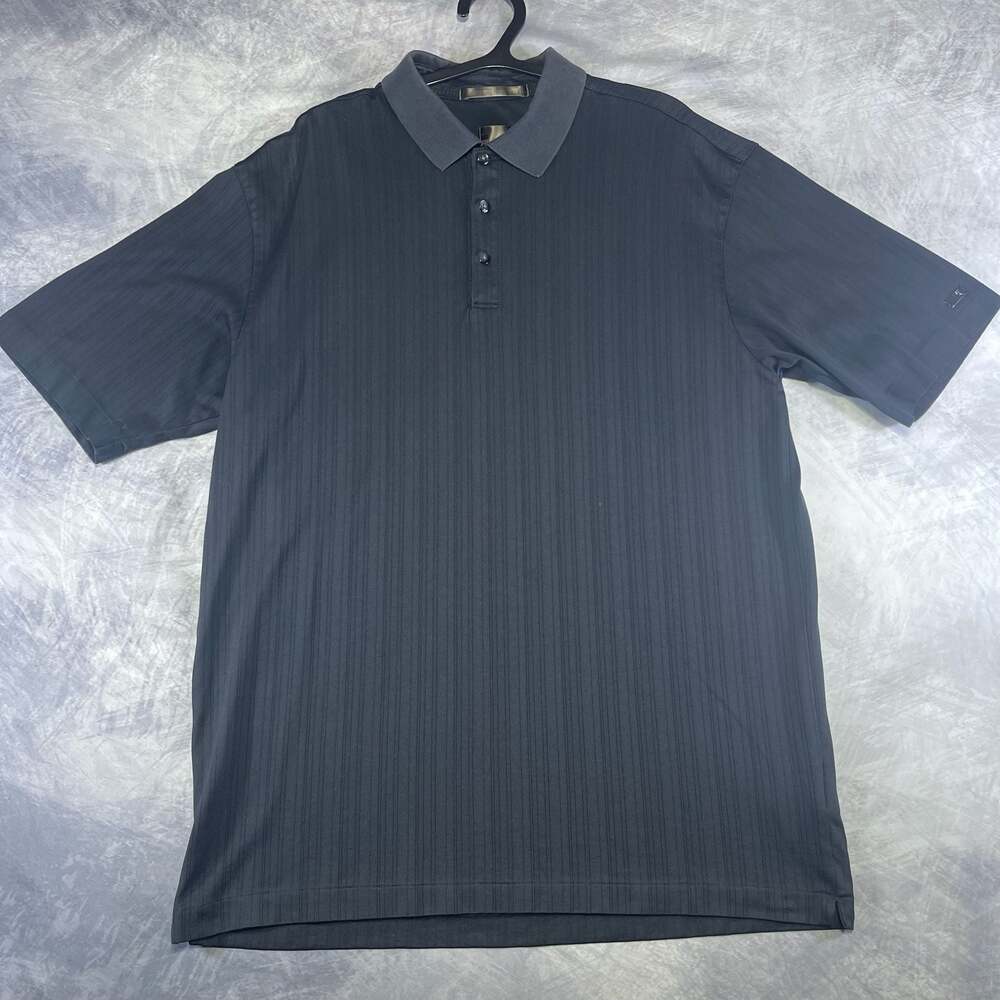Nike Tiger Woods Collection Striped Performance Polo Men's Black Golf Shirt Sz L